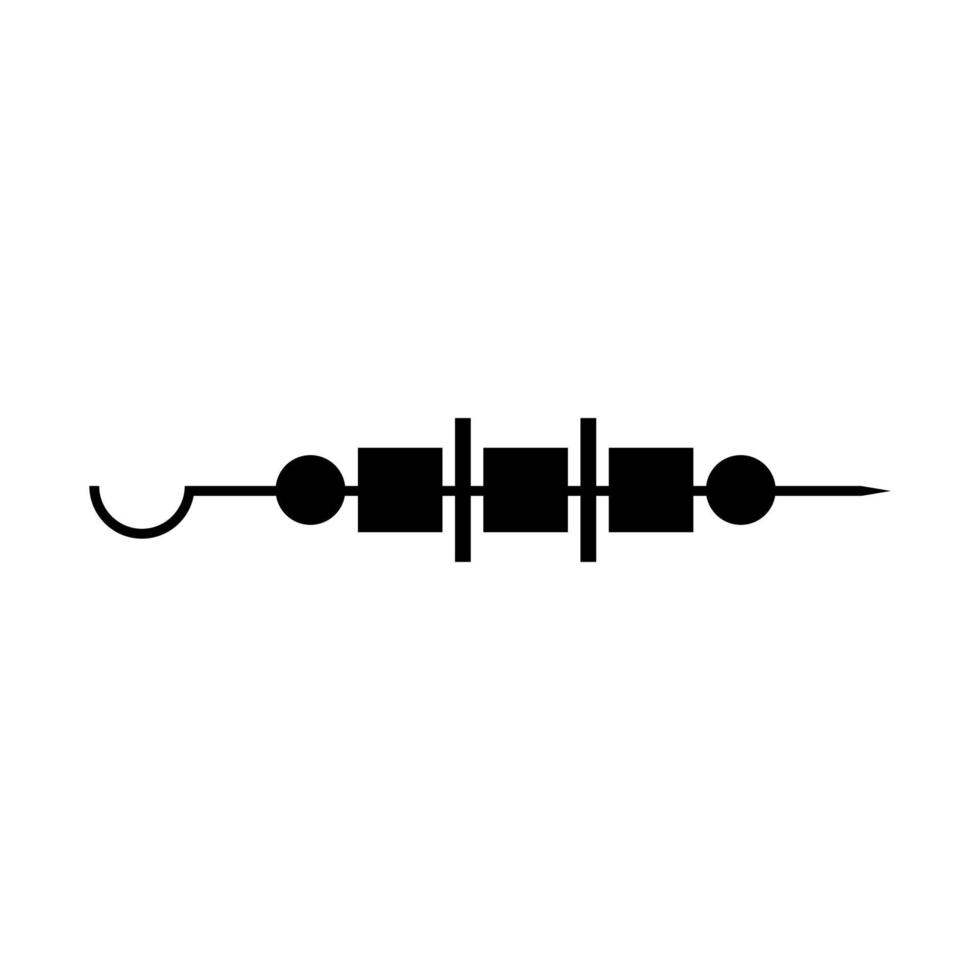 shish kebab zwarte kleur pictogram. vector