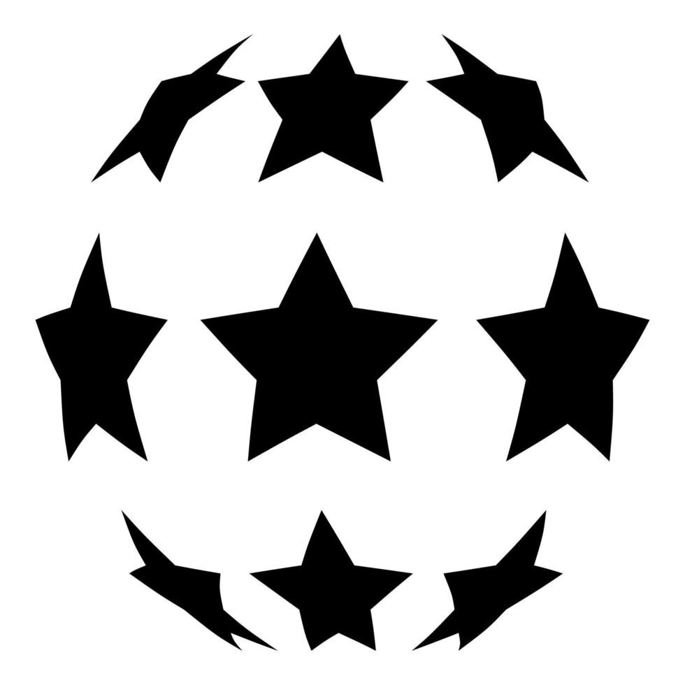 sterren in de vorm van voetbal pictogram zwarte kleur illustratie vlakke stijl eenvoudige afbeelding vector