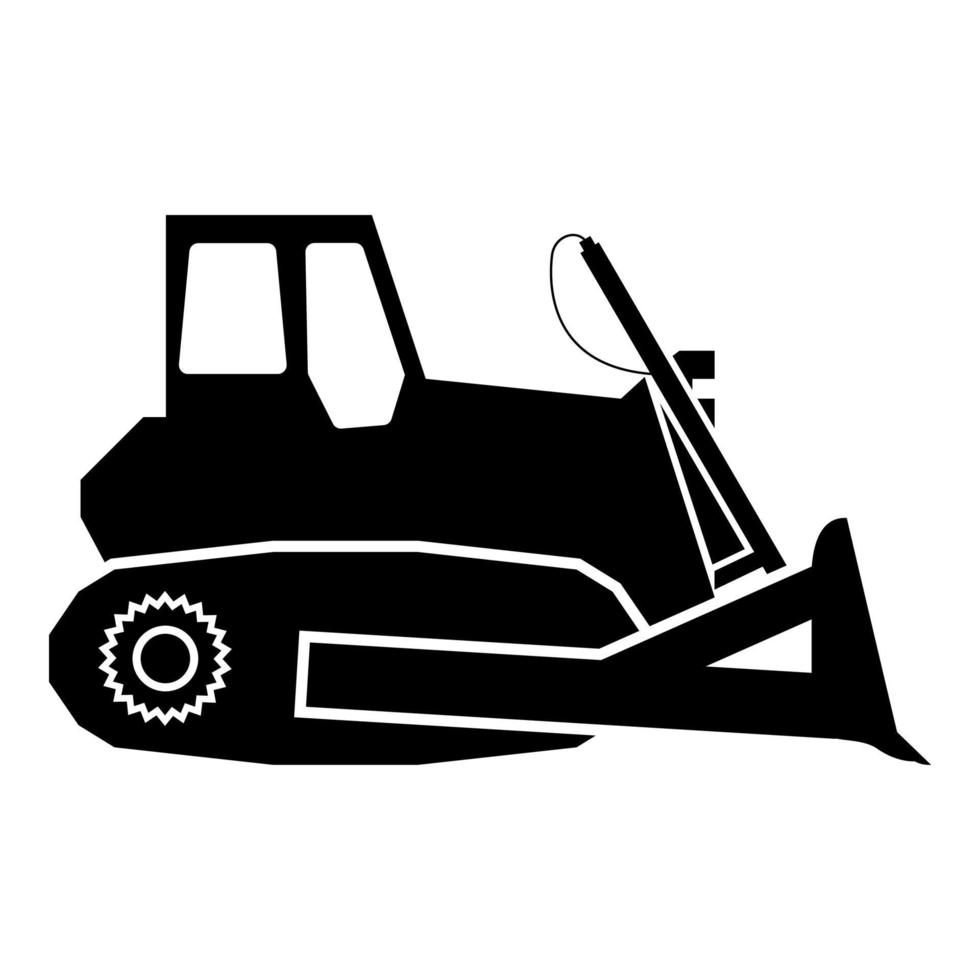 bulldozer pictogram zwarte kleur illustratie vlakke stijl eenvoudige afbeelding vector