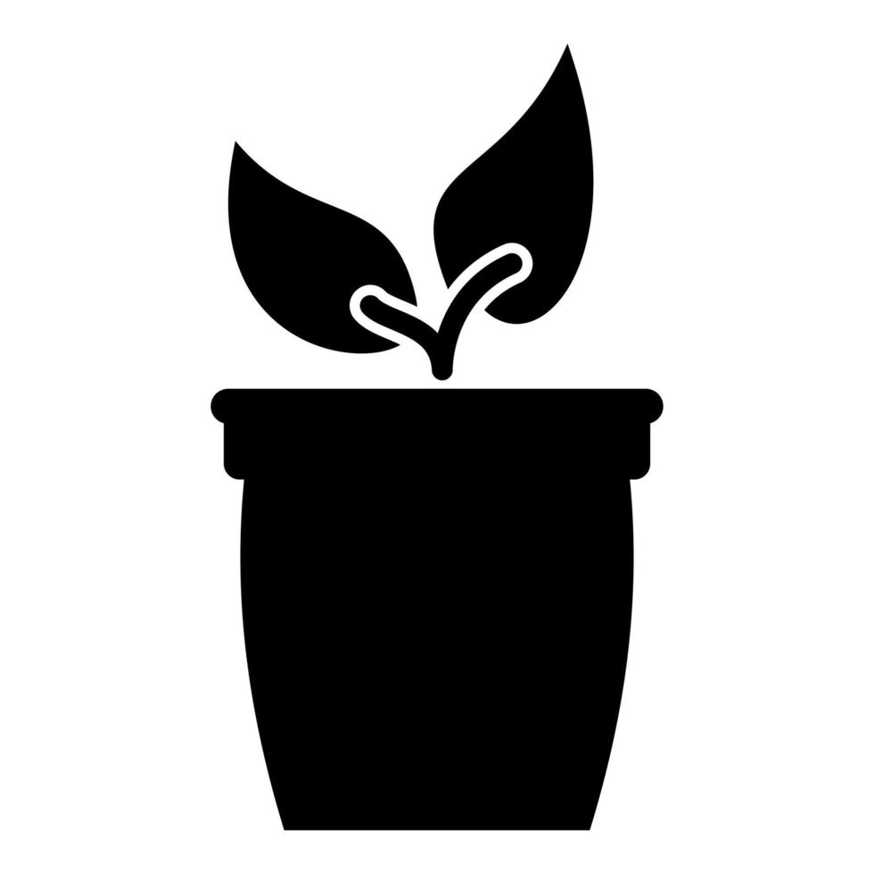 bloempot of pot met plant pictogram zwarte kleur illustratie vlakke stijl eenvoudige afbeelding vector