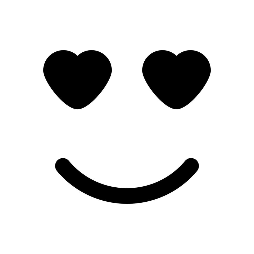 glimlach met hart ogen zwarte kleur pictogram. vector