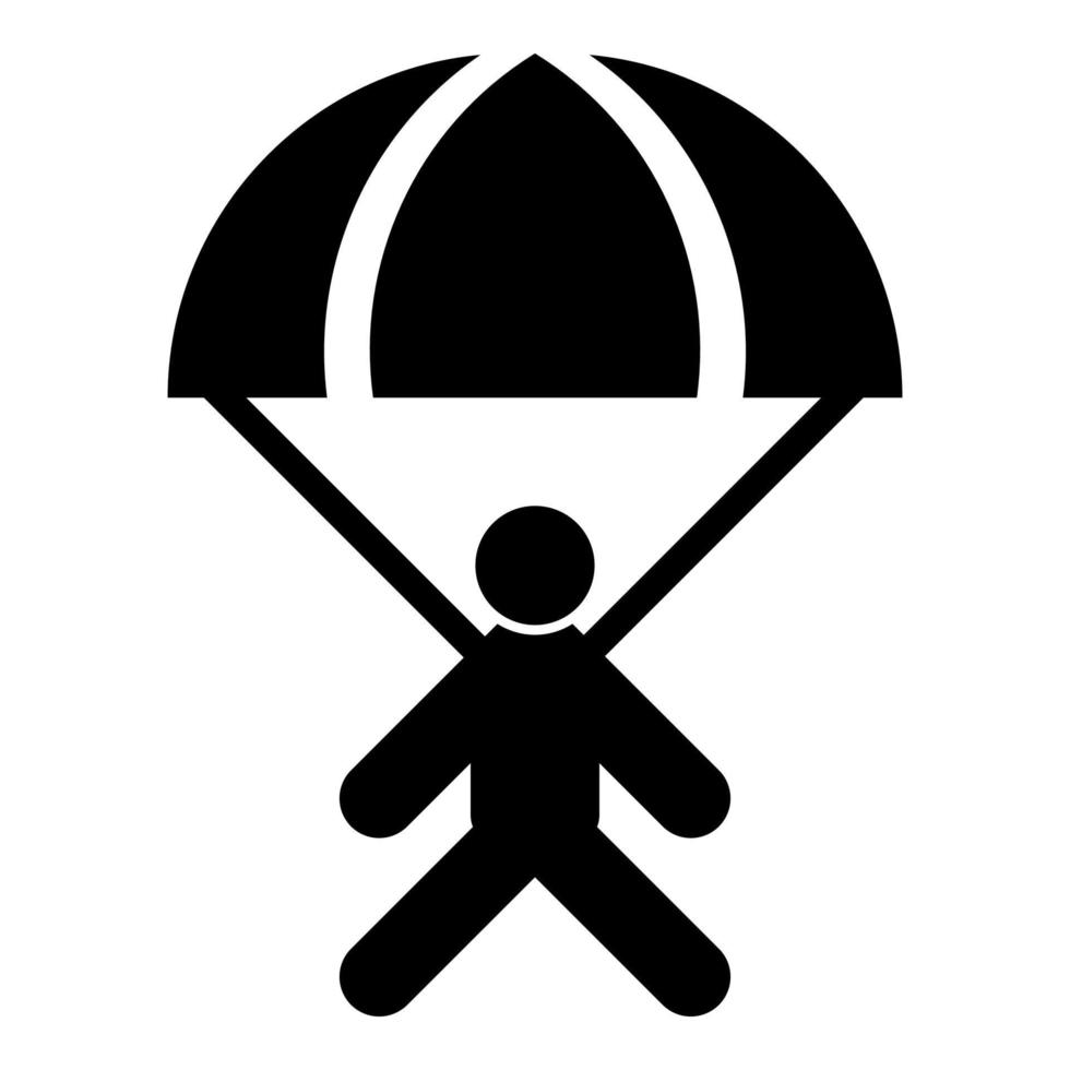 parachutespringer pictogram zwarte kleur illustratie vlakke stijl eenvoudige afbeelding vector