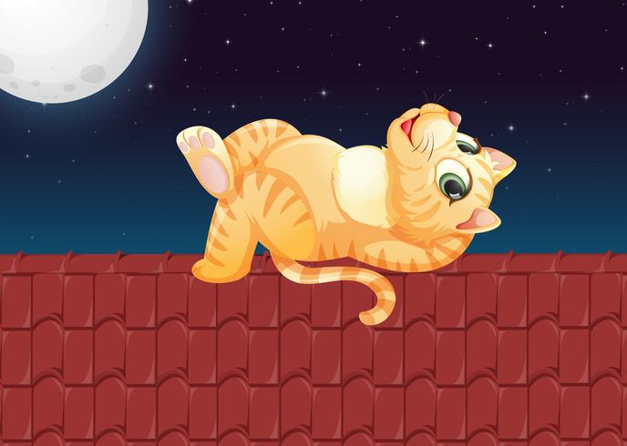 Een luie kat op het dak vector