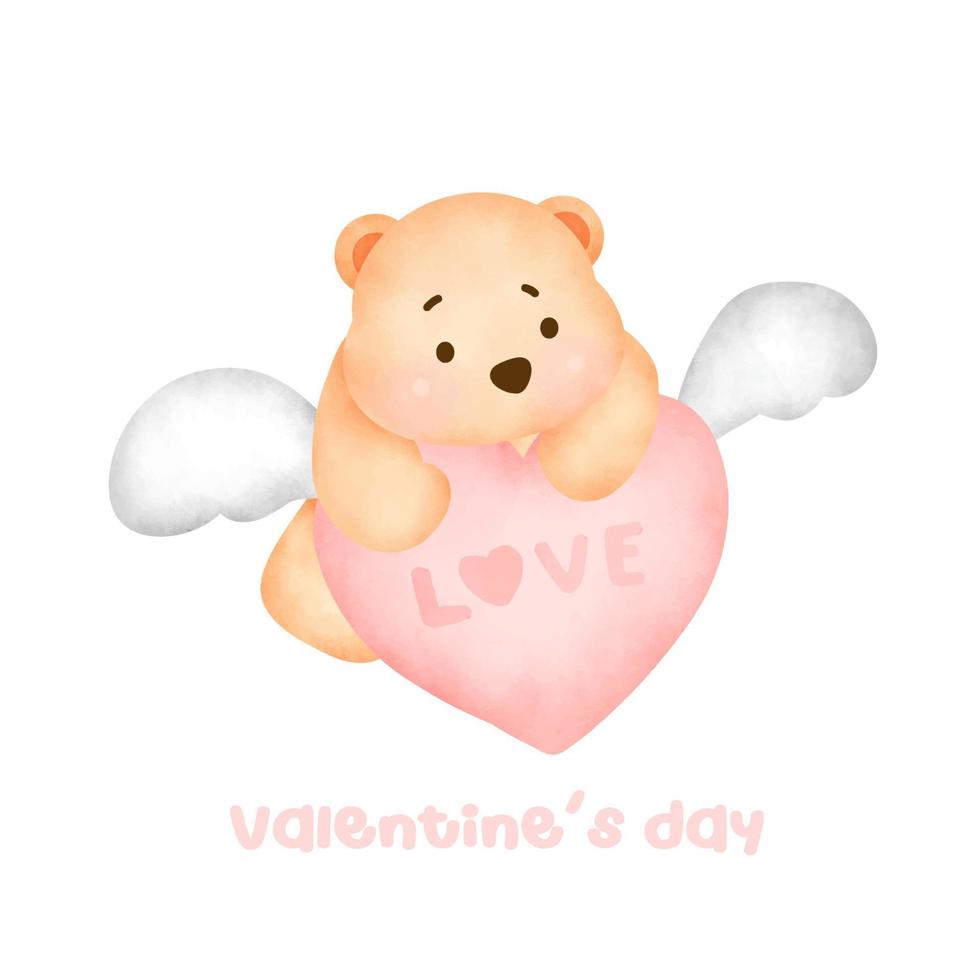 Valentijnsdag met schattige beer wenskaart. vector