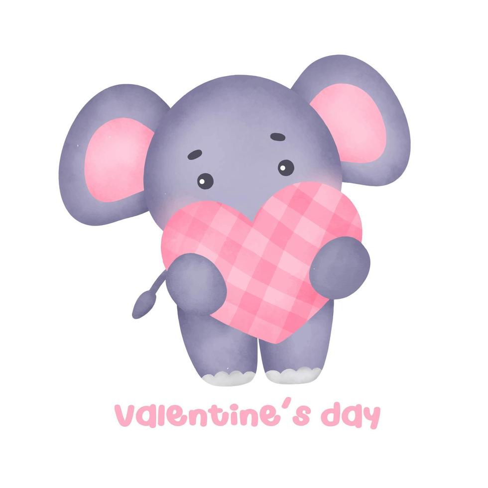 Valentijnsdag met schattige olifant wenskaart. vector