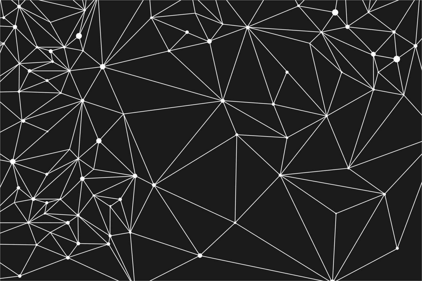 energiestructuur weergegeven op geometrische abstracte patroon. ai plexus lijn en stip zwart concept met witte driehoeken vector