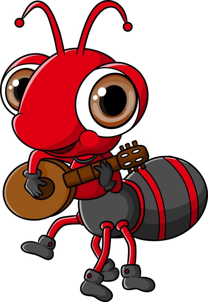 de schattige mier speelt gitaar met een mooi geluid vector