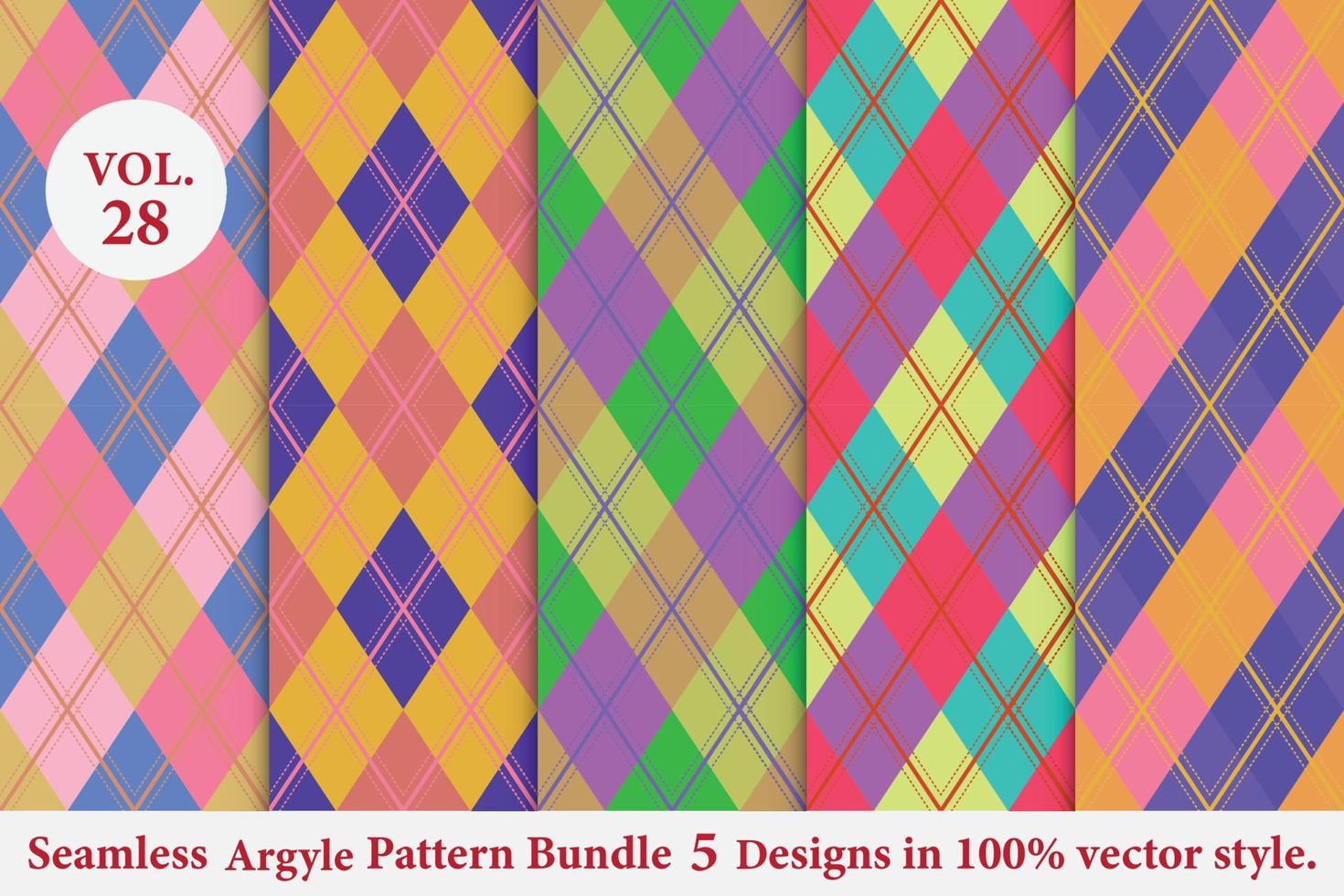 argyle patroon vector bundel 5 ontwerpen traditionele, stof textuur achtergrond