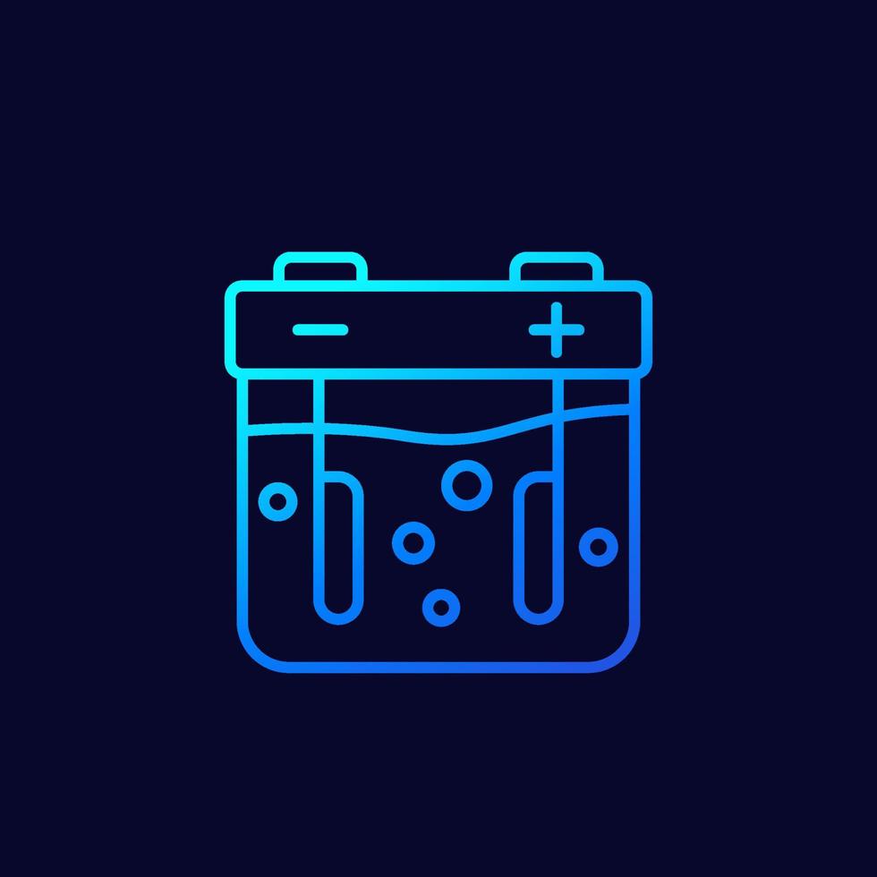 elektrolyselijnpictogram, anode en kathode vector