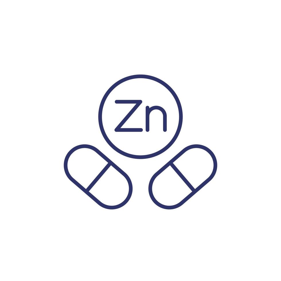 zink capsules lijn icoon, zn mineral vector