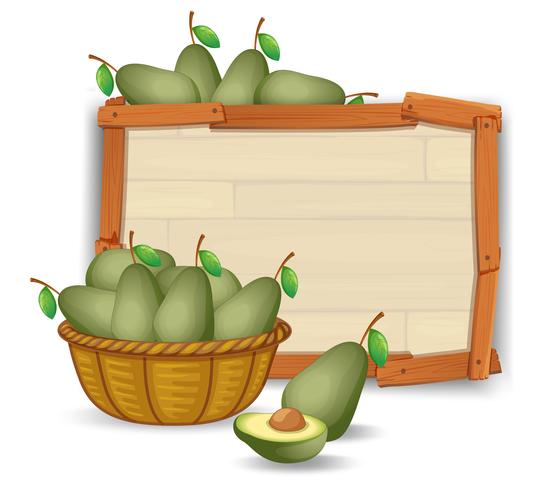 Avocado op houten banner vector