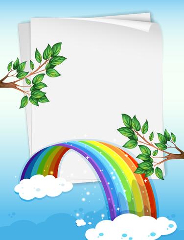 Ontwerp voor een papieren met regenboog en takken vector