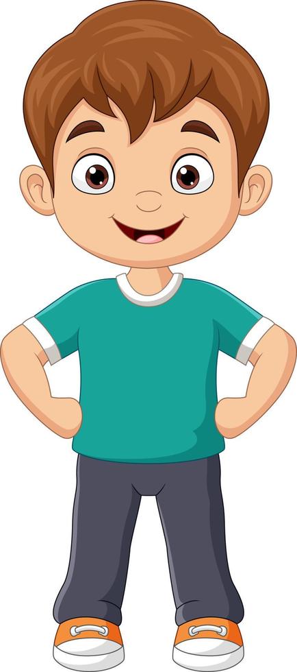 cartoon grappige kleine jongen permanent vector