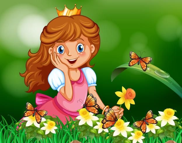 Leuke prinses in de tuin vector