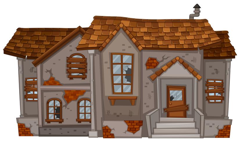 Oud baksteenhuis met bruin dak vector