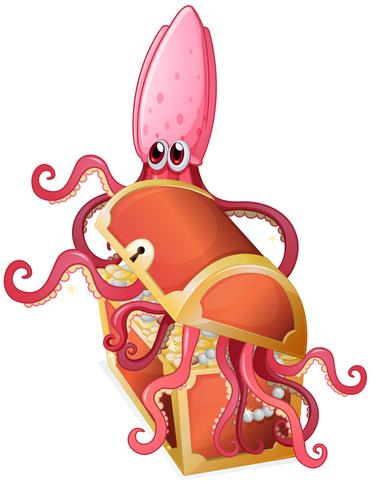Een octopus in de schatkist vector