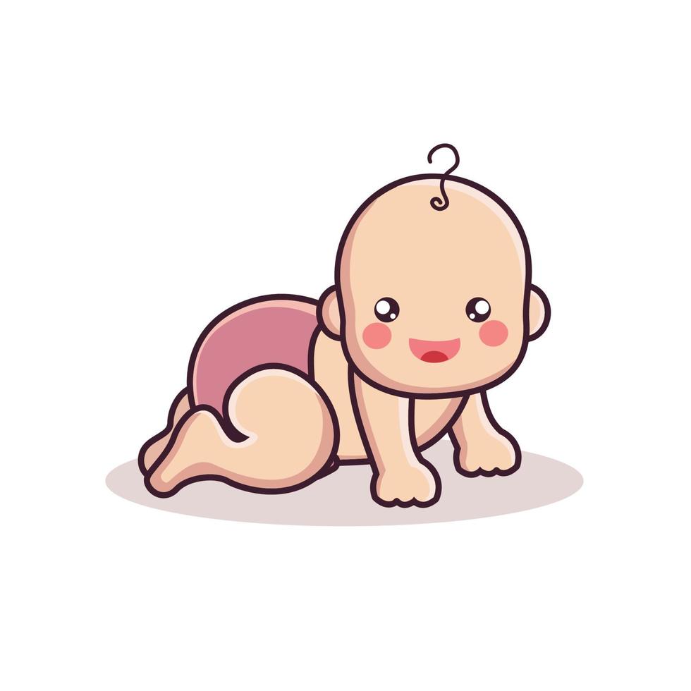 schattig geluk baby stripfiguur vector