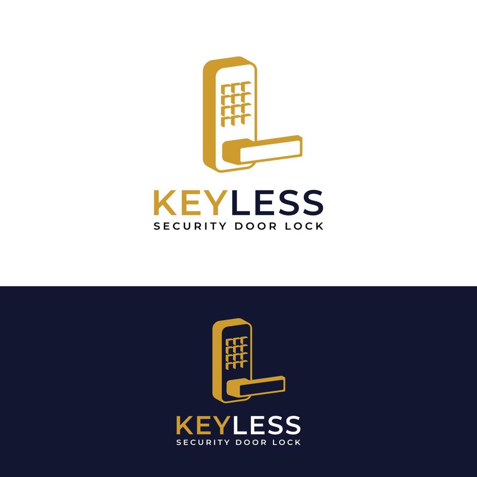 keyless smart security deurslot met toetsenbord logo ontwerpsjabloon. geschikt voor beveiliging bewaker onroerend goed appartement of smart key merk bedrijfslogo ontwerp vector