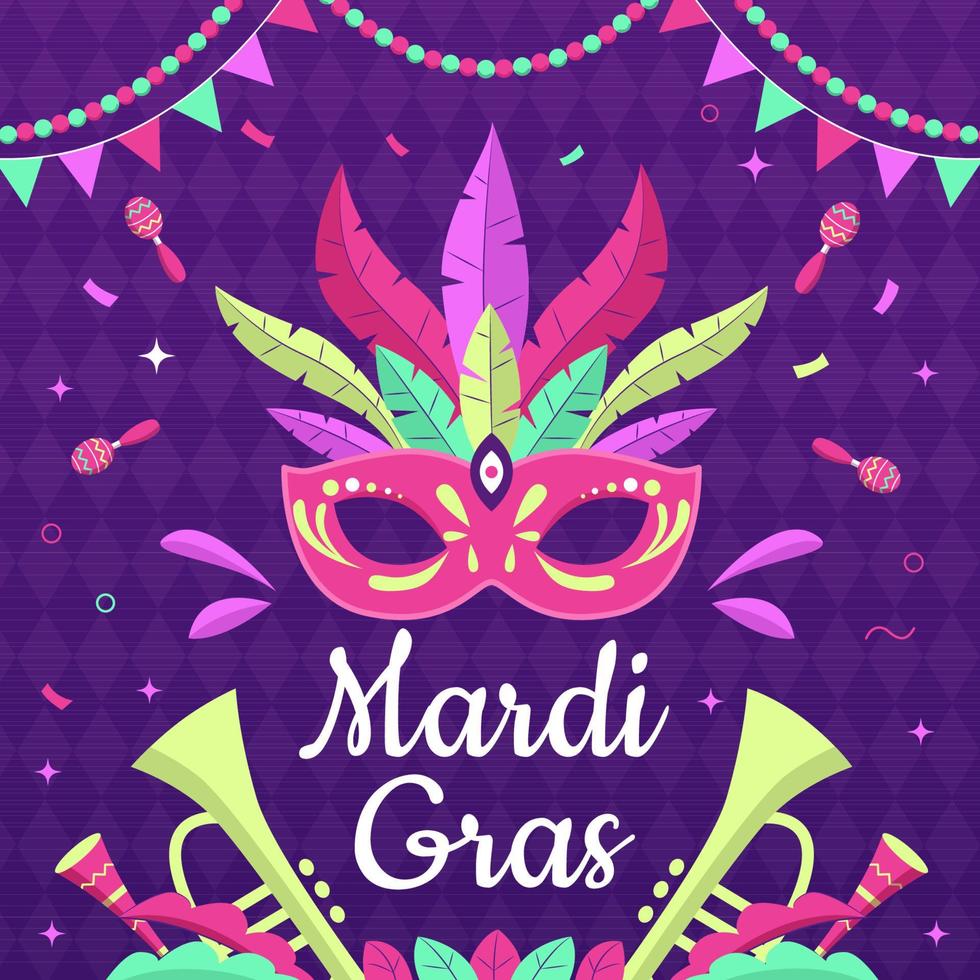 mardi gras feest met maskerade en confetti vector