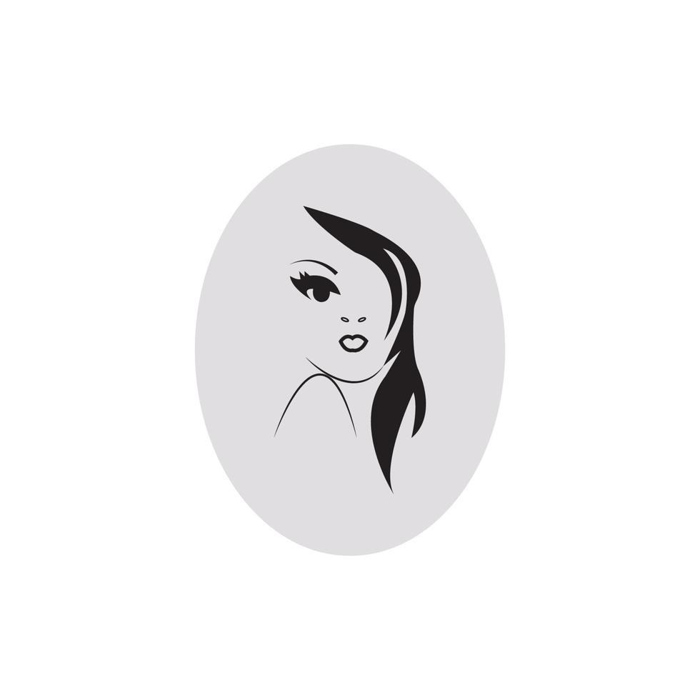 vrouw gezicht silhouet karakter illustratie logo pictogram vector