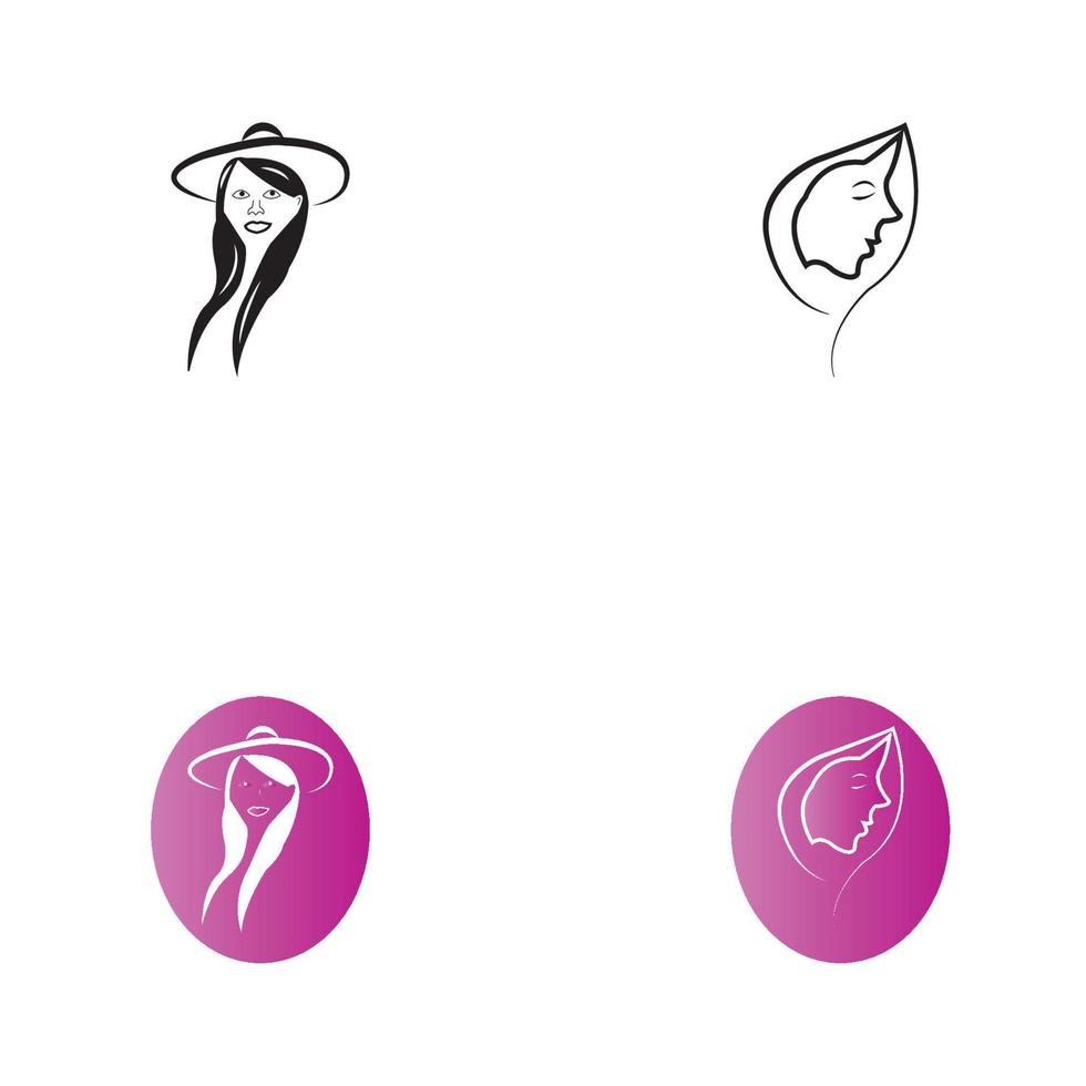 vrouw gezicht silhouet karakter illustratie logo pictogram vector