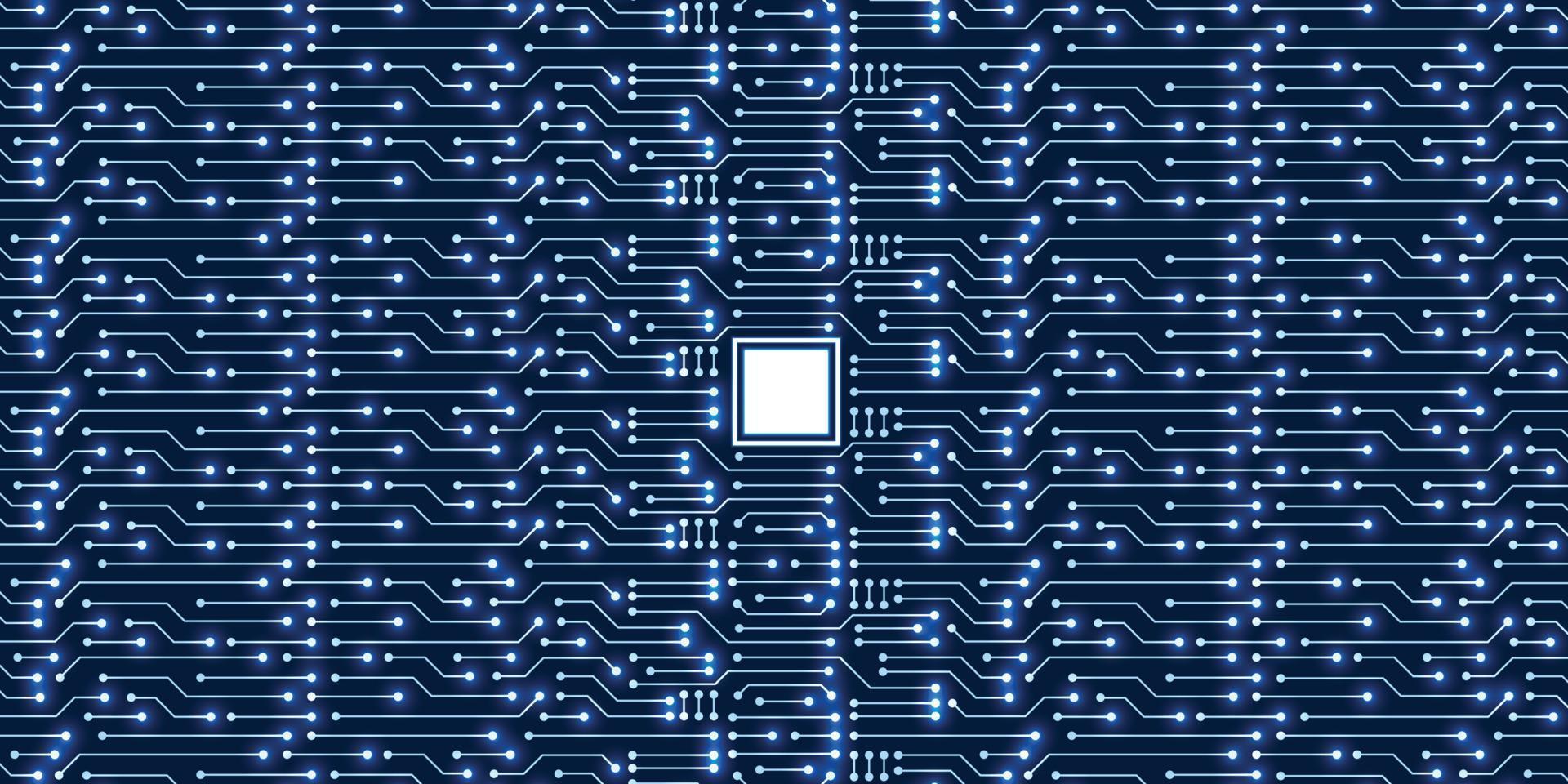 microchip technologie achtergrond, blauwe digitale printplaat patroon vector