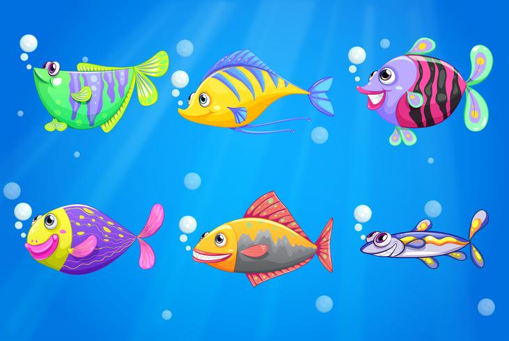 Een oceaan met kleurrijke vissen vector