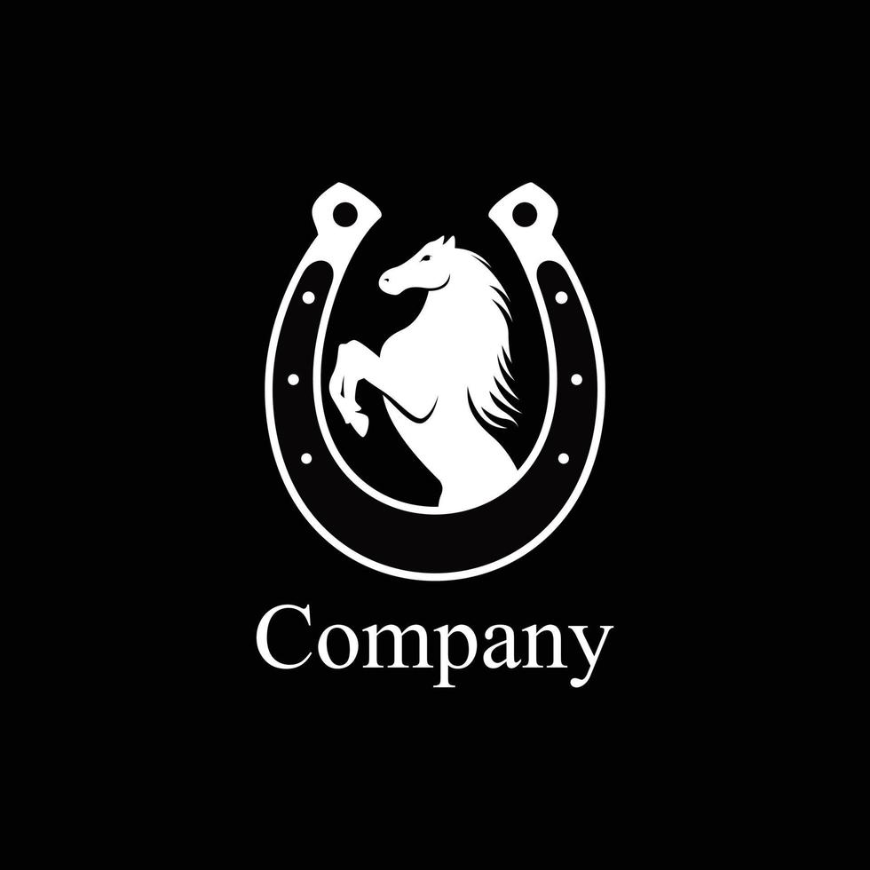 logo paard staand minimalistisch pictogram vector symbool plat ontwerp