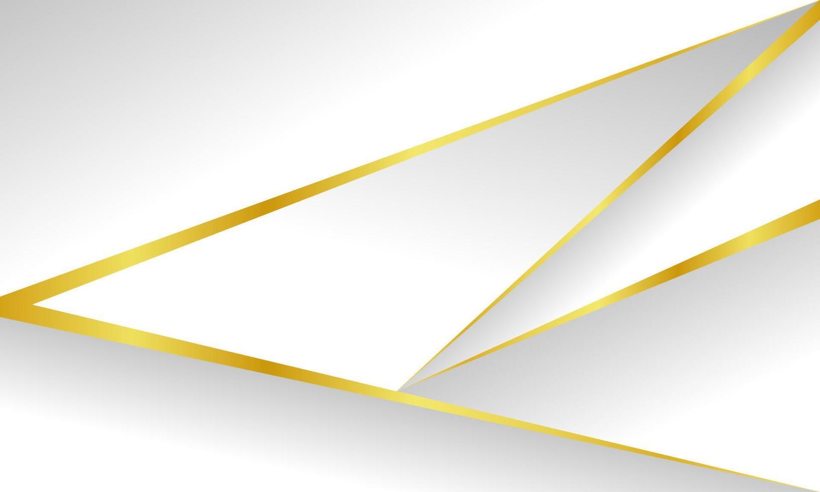 luxe geometrische abstracte achtergrond. witte driehoek met gouden lijn vector