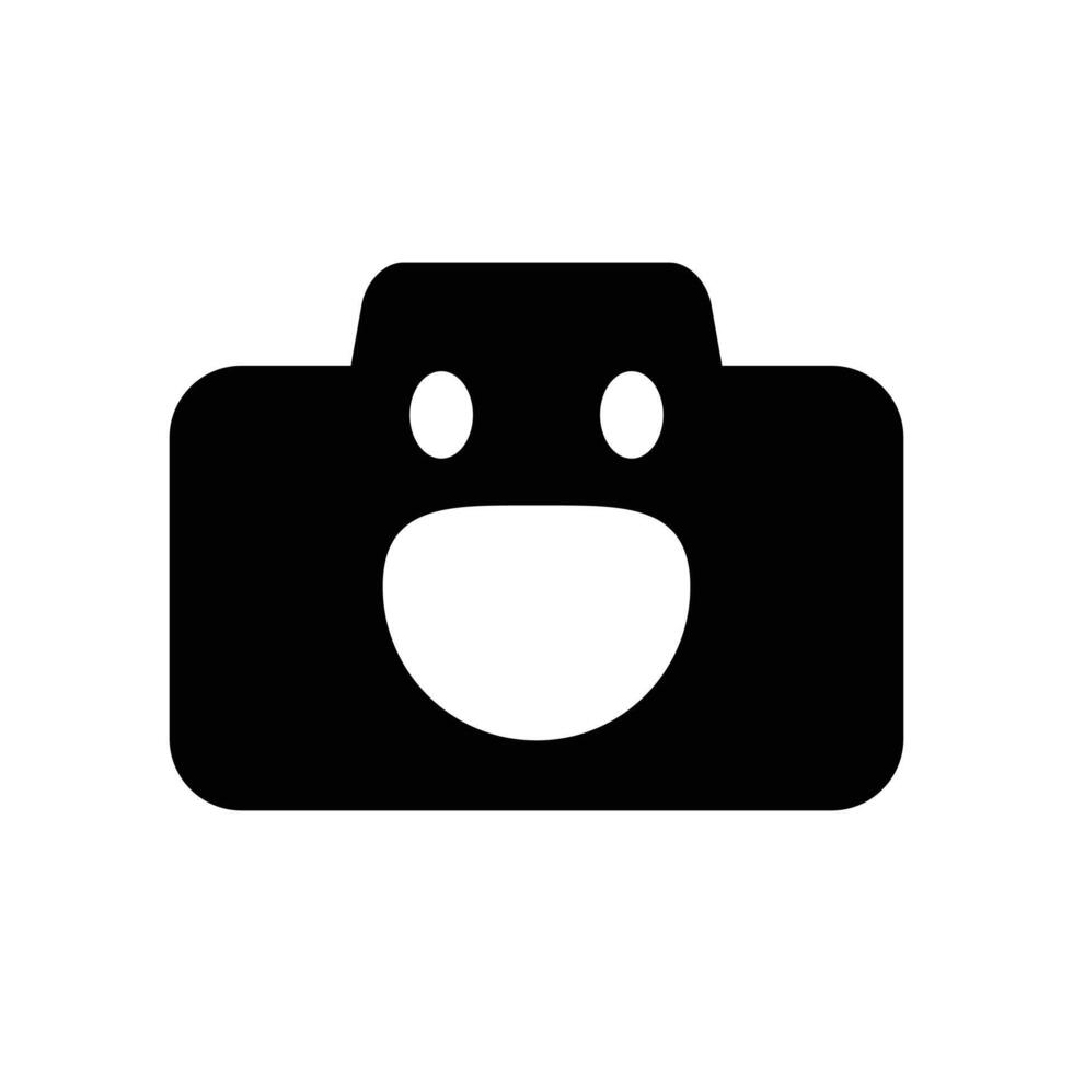 logo camera gelukkig minimalistisch pictogram vector symbool plat ontwerp