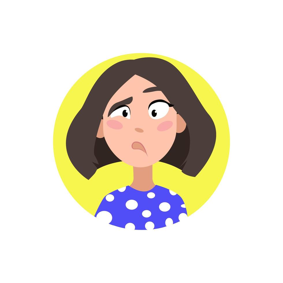 vrouwelijk gebruikersprofiel. avatar is een vrouw. een personage voor een screensaver met emoties. vectorillustratie op een witte geïsoleerde achtergrond. vector