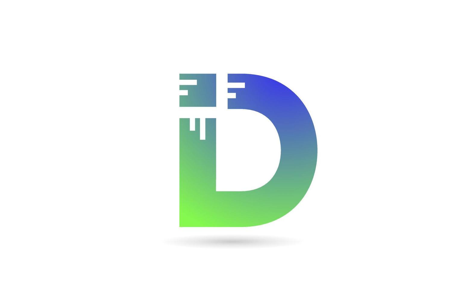 d groene alfabet letter pictogram logo. creatief ontwerp voor bedrijf of bedrijf vector
