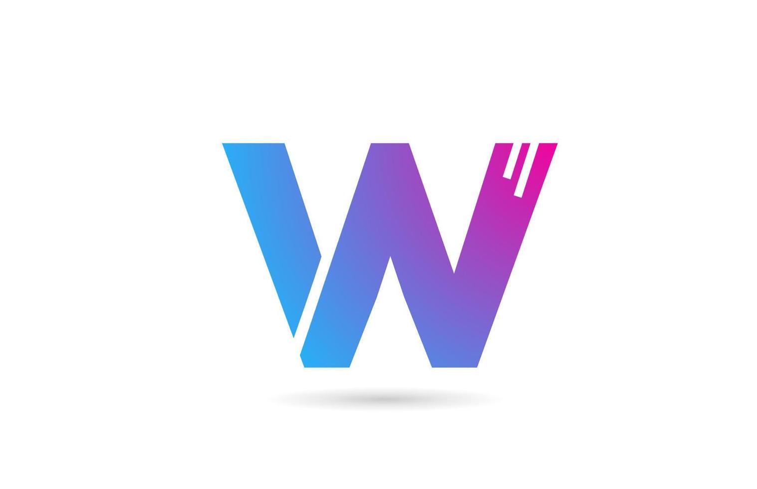 w alfabet letter logo voor bedrijf en bedrijf. blauw roze kleurensjabloon voor pictogramontwerp vector