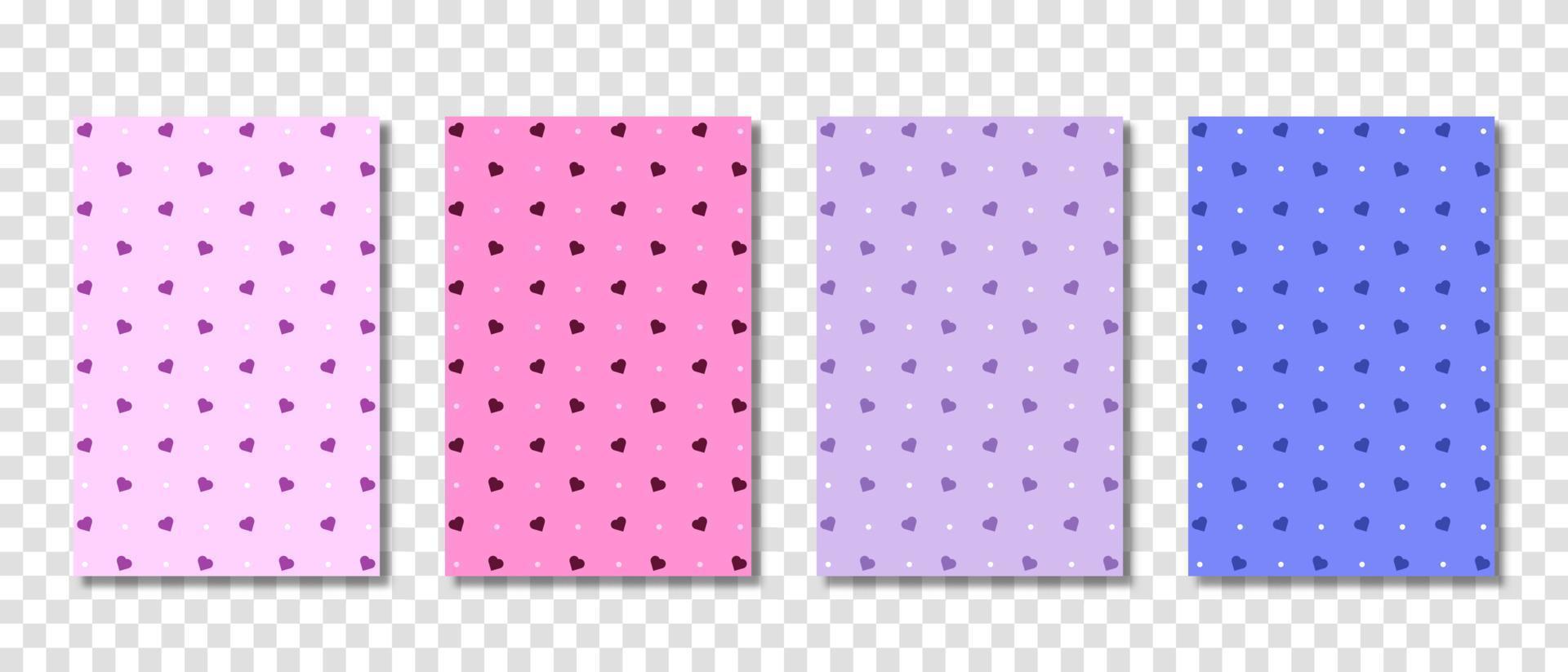 set van abstracte naadloze patroon harten. roze en paarse harten naadloze patroon. universele afdruk. vector illustratie