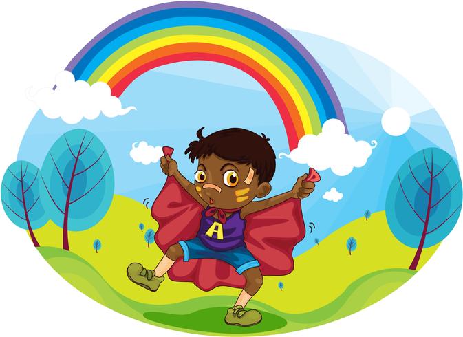 jongen en regenboog vector