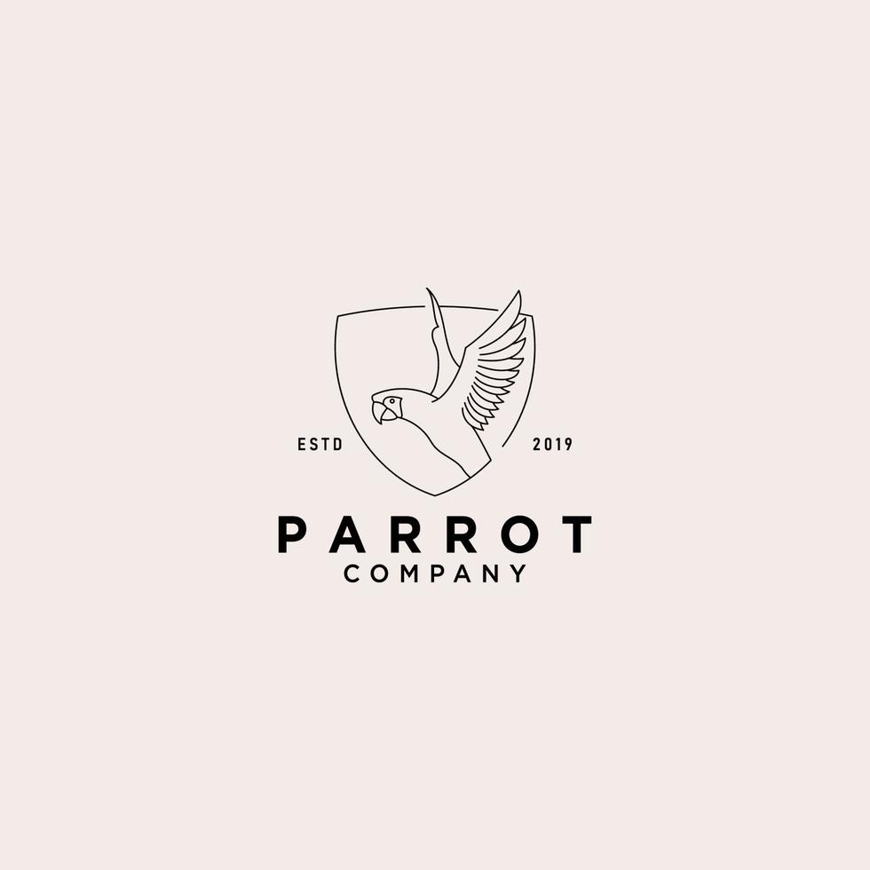 papegaai vogel logo met monoline stijl vector