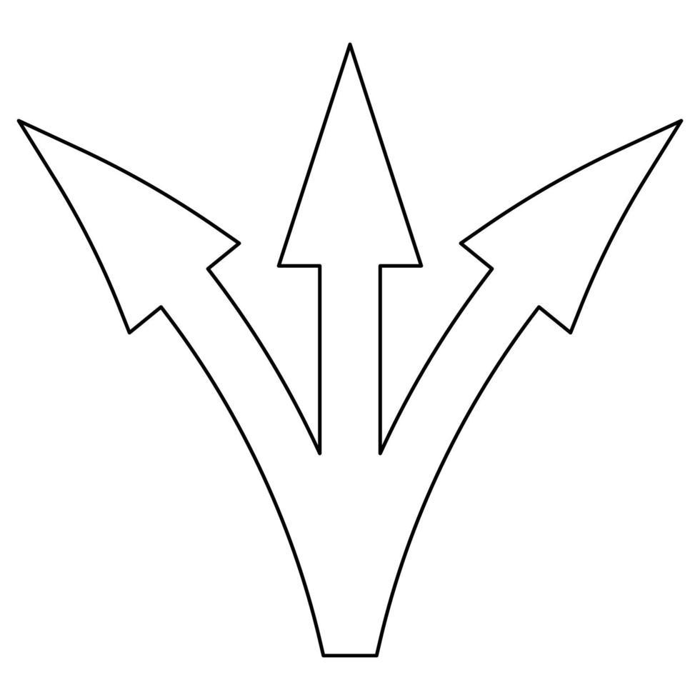 drie richtingen pijl pictogram zwarte kleur vectorillustratie. vector