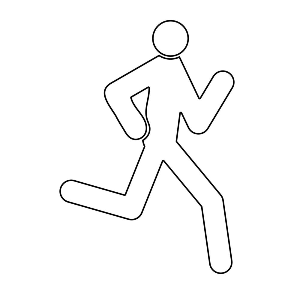 running man - stick pictogram zwarte kleur vectorillustratie. vector