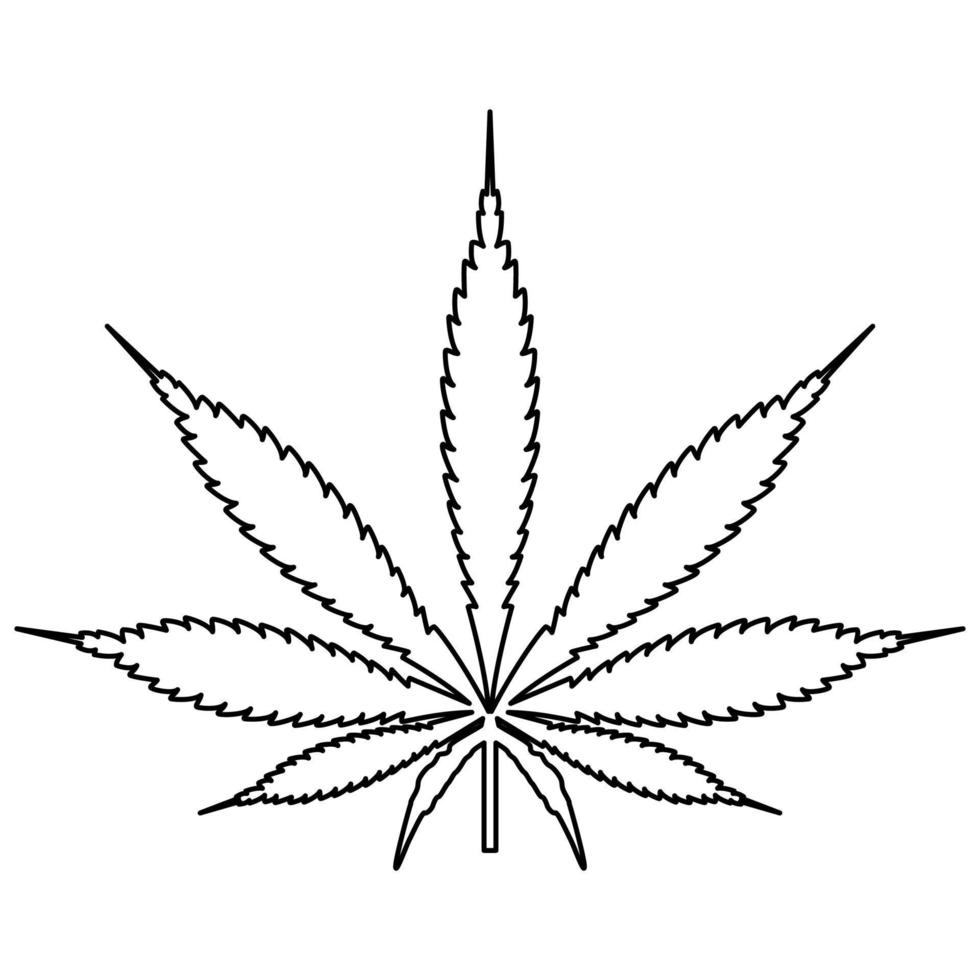 cannabis marihuana blad zwart pictogram. vector