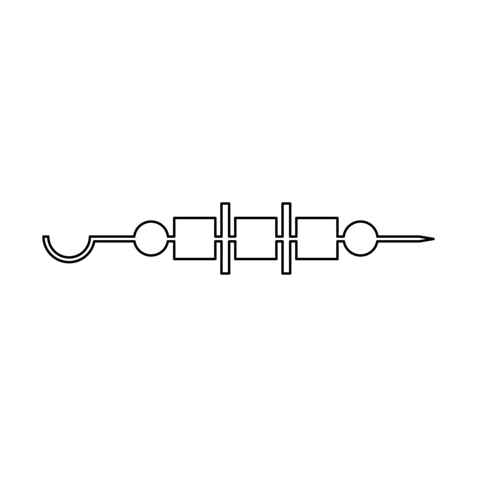 shish kebab zwarte kleur pictogram. vector