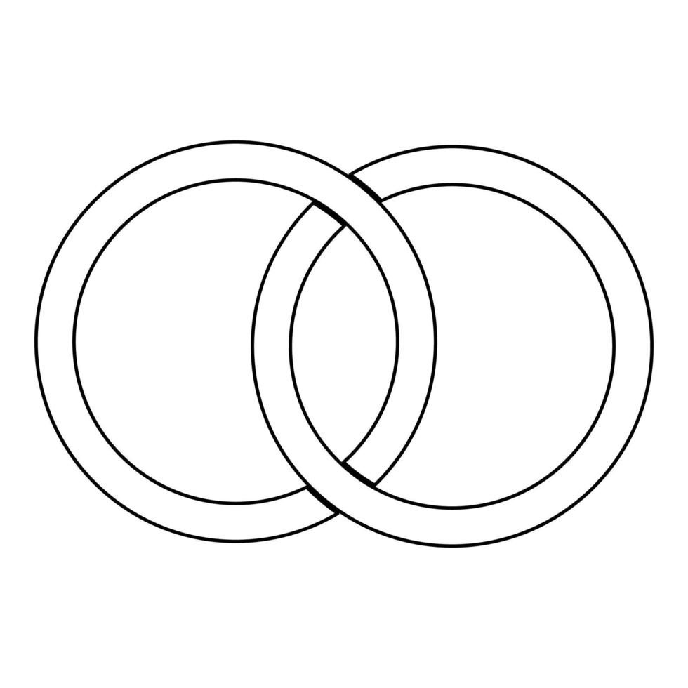 twee gebonden trouwringen het pictogram van de zwarte kleur. vector