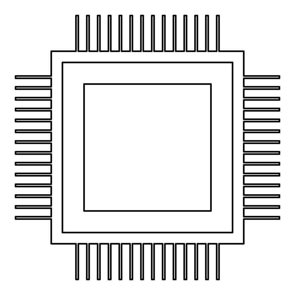 processor het zwarte kleurpictogram . vector