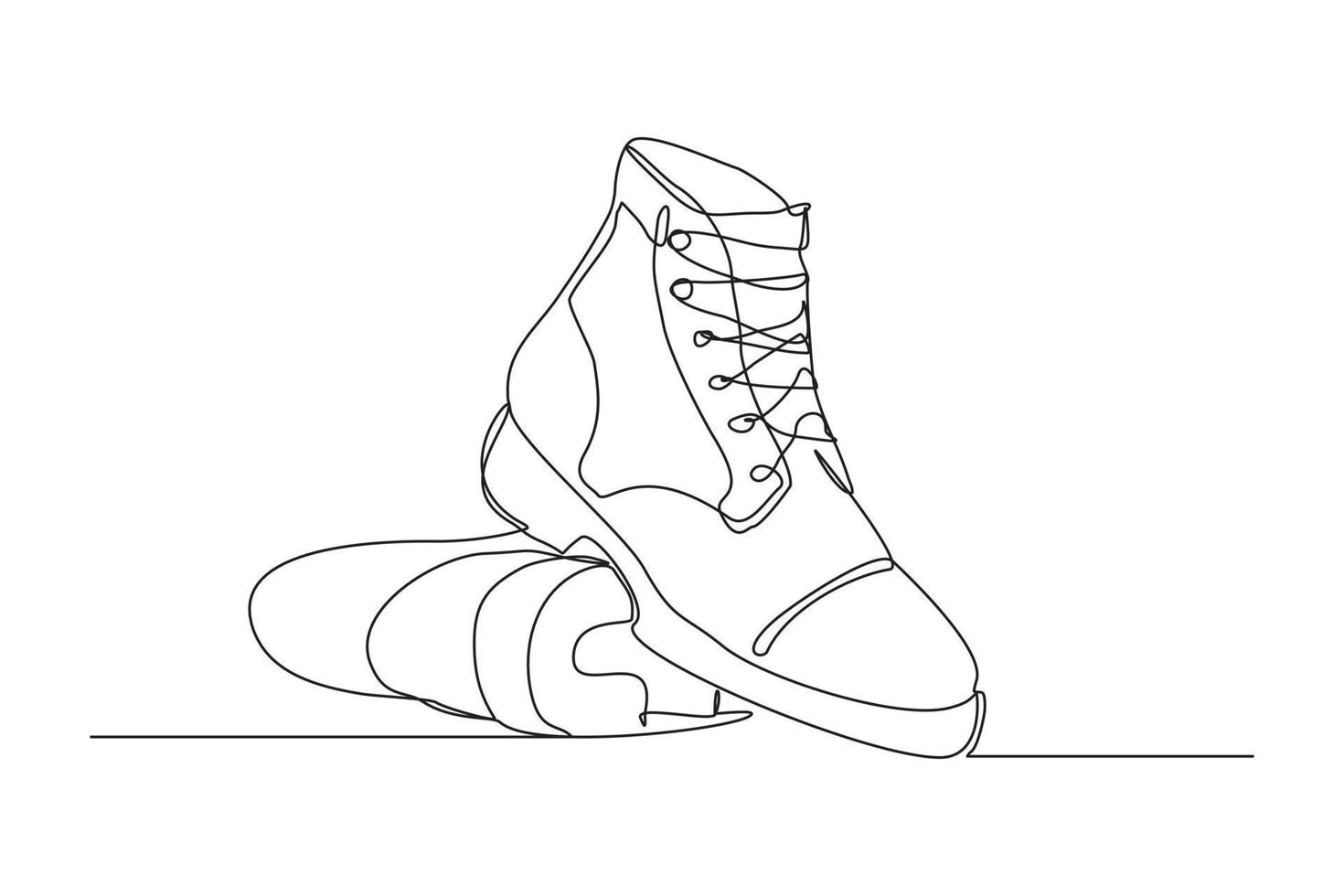 doorlopende lijntekening van man werkschoenen. enkele één lijn kunst van veiligheidswandelschoenen. vector illustratie