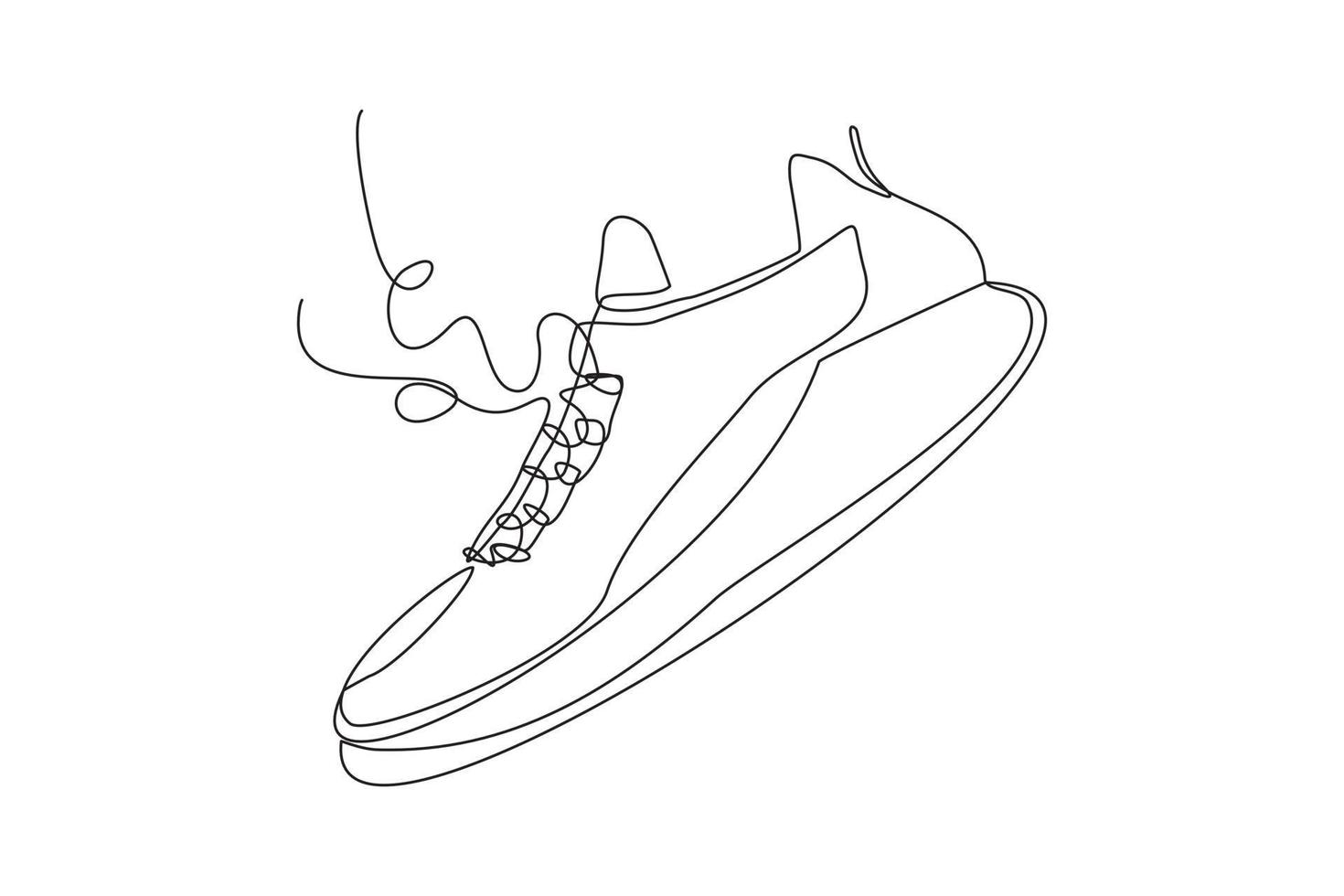 doorlopende lijntekening van casual sneakers schoenen. enkele een lijn kunst van sportschoenen. vector illustratie