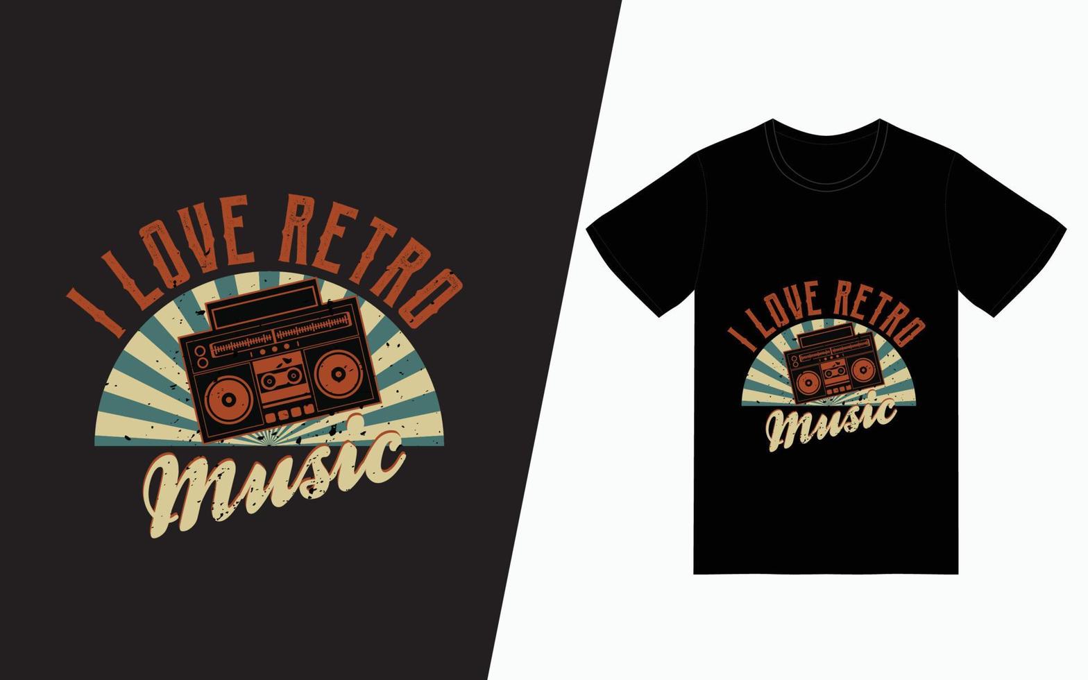 ik hou van retro muziek typografie t-shirt design vector