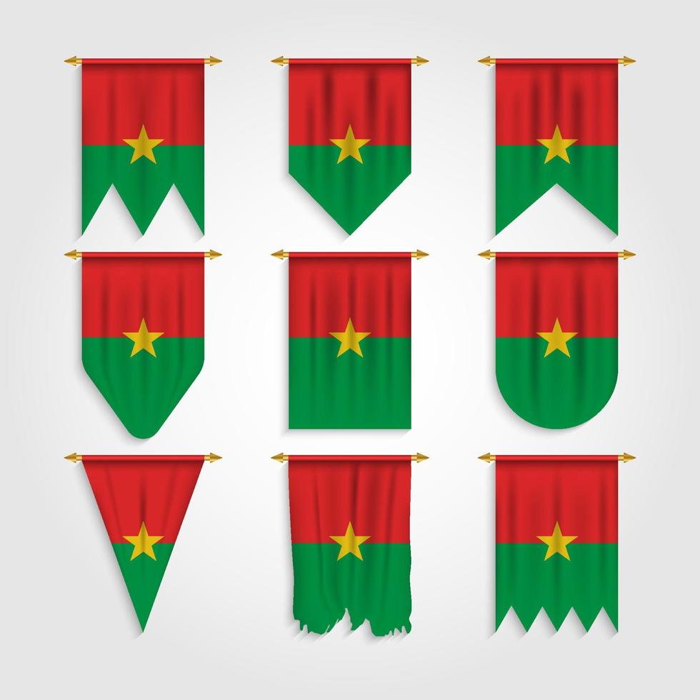vlag van burkina faso in verschillende vormen vector