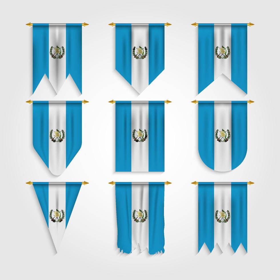 vlag van guatemala in verschillende vormen vector