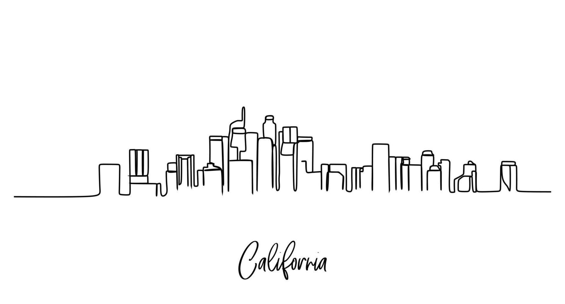 enkele doorlopende lijntekening van hollywood sign landmark. beroemde plaats in Los Angeles, Californië, ons. Home decor kunst aan de muur poster afdrukken. vector grafische illustratie