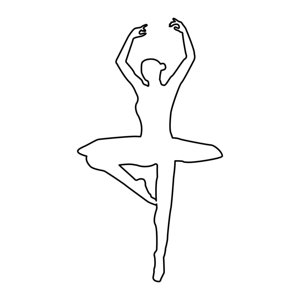 balletdanser contour overzicht lijn pictogram zwarte kleur vector illustratie afbeelding dun plat stijl