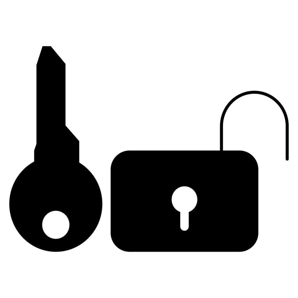 sleutel en slot pictogram zwarte kleur vector illustratie afbeelding vlakke stijl